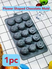 1入組15洞禮物盒心和玫瑰形狀巧克力模具帶簡單釋放矽膠軟糖和甜品模具適用於情人節,烘烤,DIY,慕斯,糖果製作 - 咖啡棕 - 查看 6