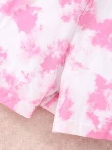 Tween Girl Tie-Dye Round Neck Short Sleeve Top And Shorts Set