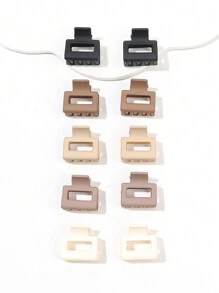 10pcs/Set Mini Matte Beige Hair Claw Clips, Small Square Clips For Daily Hairstyles, /Winter,Hair Accessories,Hair Jaw Clip,Hair Clutch, School Stuff, College