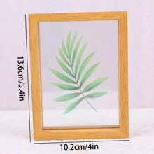 1PC Double Sided Transparent Glass DIY Photo Frame, Table Ornament, Plant Specimen Frame, Picture Frame - Wood Color - View 2