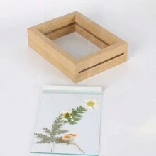 1PC Double Sided Transparent Glass DIY Photo Frame, Table Ornament, Plant Specimen Frame, Picture Frame - Wood Color - View 7