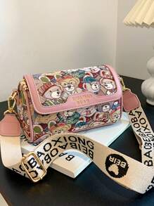 時尚輕便女用斜背包,附免費吊墜 - 彩色 - 查看 1