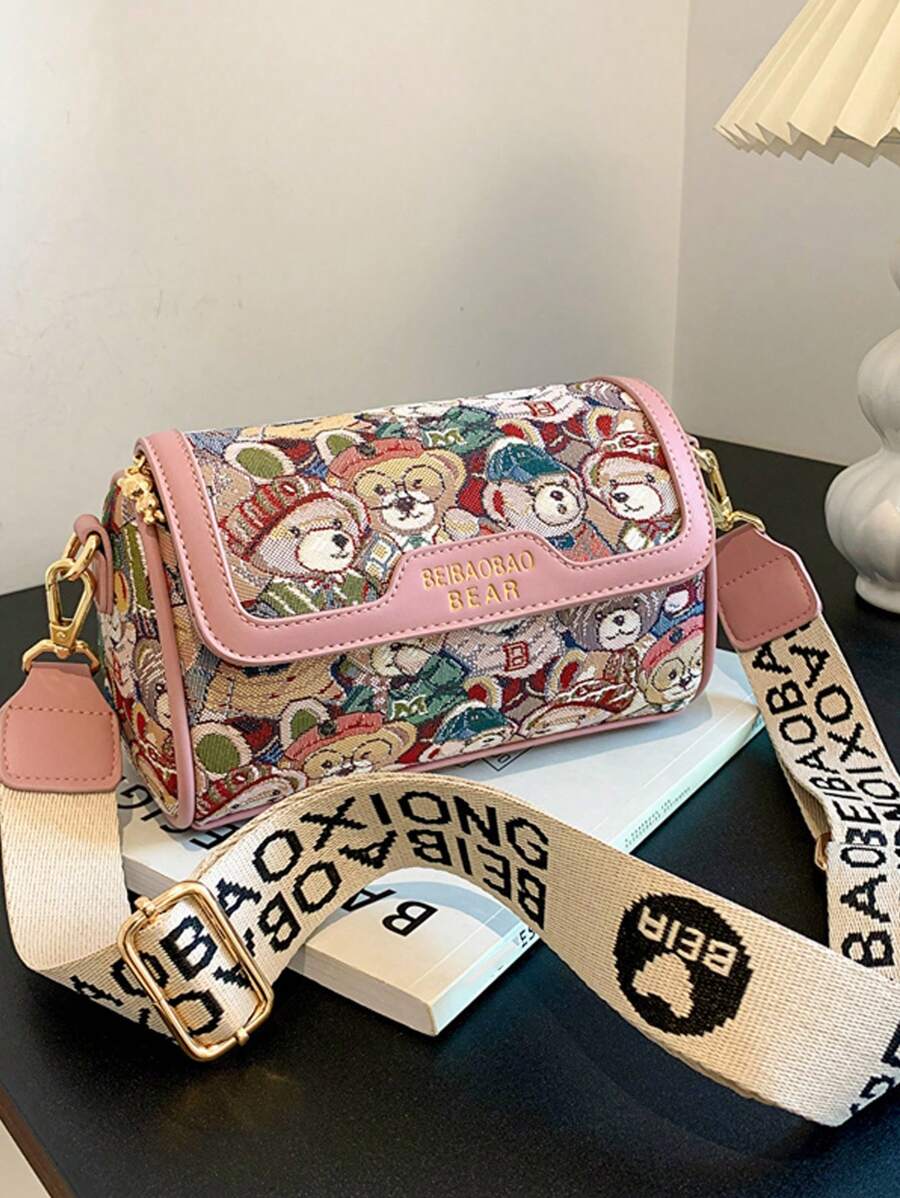 時尚輕便女用斜背包,附免費吊墜 - 彩色 - 查看 1