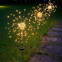 120 個 Led 太陽能花園燈戶外裝飾太陽能煙火燈、串燈太陽能燈戶外適用於道路庭院派對婚禮露台走道 8 種模式！戶外裝飾太陽能煙火燈,功能太陽能星爆燈防水適用於道路花園裝飾 - 暖白 - 查看 9