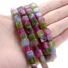 1 Strand 8x8mm Natural Stone Crystal Apatite Tourmaline Aquamarines Morganite Beads For Jewelry Making DIY Bracelet Necklace Accessories