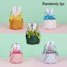 1 Peça Bolsa De Mão Em Forma De Cesta Com Orelhas De Coelho Da Páscoa Para Embalagem De Presente De Festa Ou Porta-ovos De Doces - Multicolorido - Ver 6