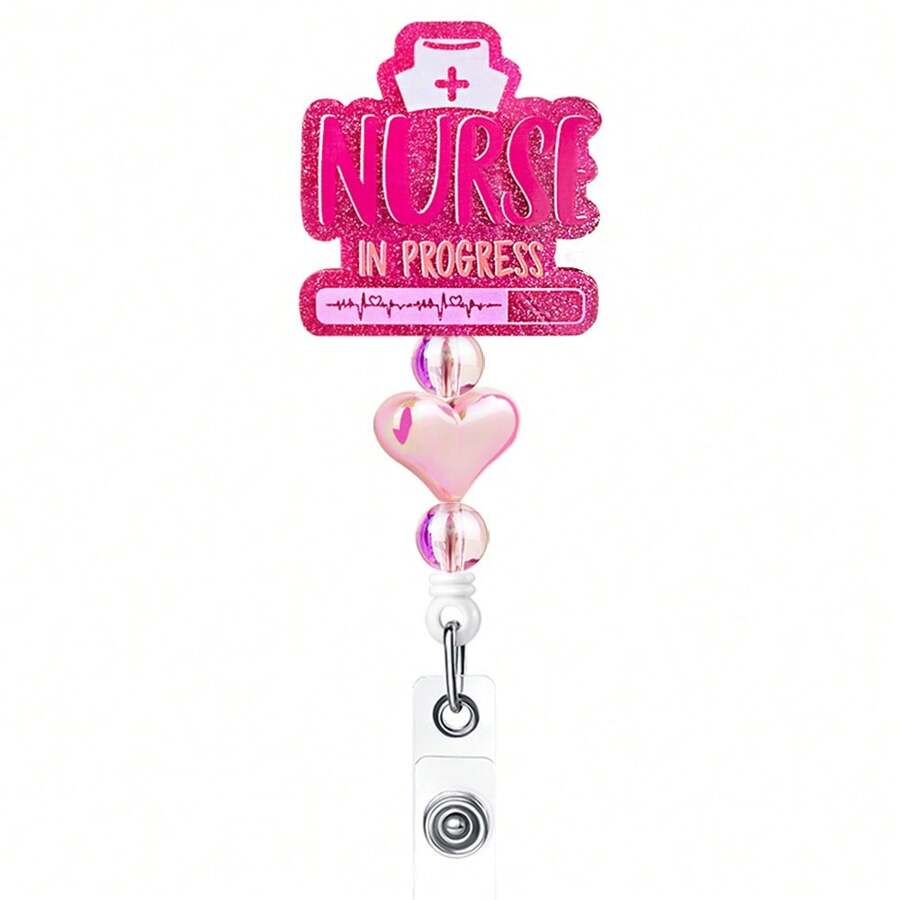 Retractable Id Badge Reel, Suitable For Nurses - Pink - View 1