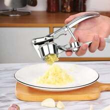 Prensa de Ajo, Exprimidor Manual de Ajos en Acero Inoxidable, para Cocina en el Hogar - Plateado - Ver 2