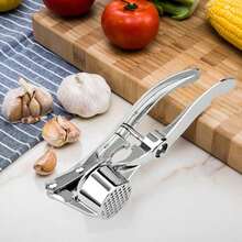 Prensa de Ajo, Exprimidor Manual de Ajos en Acero Inoxidable, para Cocina en el Hogar - Plateado - Ver 4