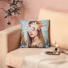 1 件聚酯纖維 45*45 公分/17.7*17.7 吋花卉美麗圖案數位印花裝飾枕套適合客廳、臥室、沙發。隱形拉鍊,方形,不含枕芯