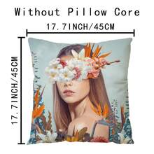 1 件聚酯纖維 45*45 公分/17.7*17.7 吋花卉美麗圖案數位印花裝飾枕套適合客廳、臥室、沙發。隱形拉鍊,方形,不含枕芯