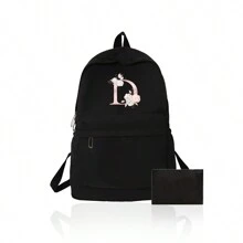 1 Set, A Black Printed Backpack And A Black Small Bag, Makeup Bag, Travel Storage Bag, Solid Color Cosmetics Wallet, Large Capacity Travel Makeup Bag: Very Suitable For Outdoor Beauty! Suitable For Weddings, Birthdays, Beaches, And Holidays, It Is The Best Gift For Family And Friends. This Is A Large Bag, Suitable For Students, Returning To School, And As A Gift For Teachers. It Is A Portable Leisure Storage Handbag, A Multifunctional Shopping Bag With A Novel Design And Large Capacity, Making It An Ideal Choice For Shopping - Black - View 34