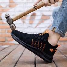 Men's And Women's Steel Toe Shoes, Anti-Smashing And Puncture-Proof Work Boots, Sports Shoes - Orange - View 3