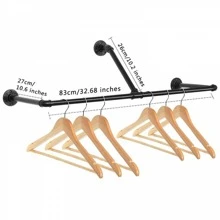 Industrial Pipe Clothing Rack Wall Mounted Clothes Rail Hanging Display Rack