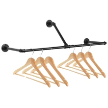 Industrial Pipe Clothing Rack Wall Mounted Clothes Rail Hanging Display Rack