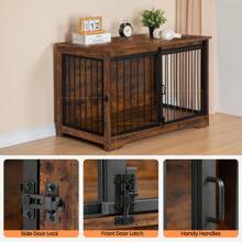 HaluPeit Dog Cage Furniture, Dog Box, 2 Doors, Modern Dog House For Small/Medium/Large Dogs Up To 100 Kg, Side Table, Dog House For Home, 60 X 100 X 68 Cm - 鏽棕色 - 查看 5
