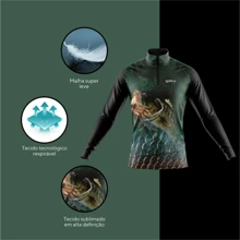 Camisa de Pesca Masculina Camiseta Manga Longa Proteçao UV Esporte Brasil Black Bass - Verde - Visão 8