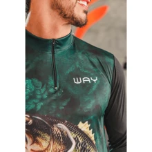 Camisa de Pesca Masculina Camiseta Manga Longa Proteçao UV Esporte Brasil Black Bass - Verde - Visão 5