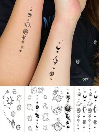 4 张/套宇宙元素临时纹身贴纸