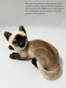 1入25公分逼真暹羅貓/灰貓/橘貓毛絨玩具,填充模擬動物娃娃,孩子寵物玩具禮物 - 淺灰色 - 查看 3