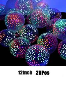 50 个 12 英寸荧光气球霓虹发光乳胶气球婚礼生日派对装饰发光气球婴儿派对儿童礼物 - 透明 - 查看 4