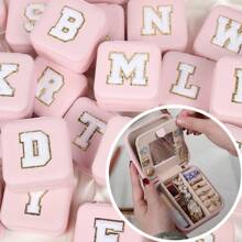 1入時尚個性化旅行珠寶盒，防水且便攜，粉色，帶有初始儲存，生日禮物，母親節禮物，畢業禮物，伴娘禮物 - 粉色 - 查看 1