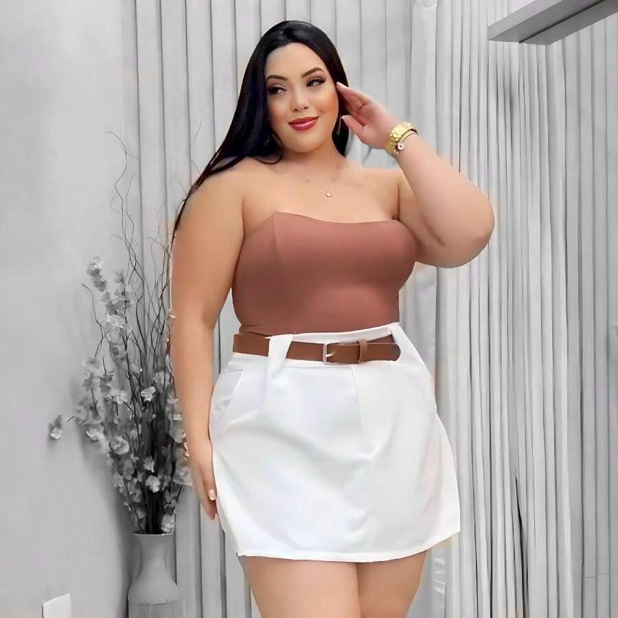 Plus Size Skirts - White - View 1