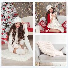 1入組手編毛毯枕頭毛線DIY，粗毛線手臂編織，適用於袋子的柔軟毛線，手工毛毯專用厚毛線，枕頭DIY家居裝飾 - 白色 - 查看 3