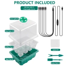 Seed Starter Tray With Grow Light, 5 Pack Plant Germination Kit With Timer Setting & 5 Dimmable Levels, Humidity Adjustable Greenhouse Trays With Domes For Seeds Growing Starting - màu xanh lá - Xem 4
