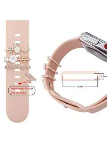 4 Stück Dekorative Ringe Für Uhrenarmbänder, Plattiert Mit Blumen- Und Schmetterlingsdesign, Kompatibel Mit Apple/samsung/huawei-uhrenarmbändern (uhr Und Armband Nicht Im Lieferumfang Enthalten).