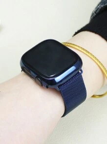 兼容 表带和表壳：时尚、柔软、透气、可调节。采用圆形编织不锈钢磁吸表带和二合一防摔防刮钢化玻璃 PC 表壳。兼容 Series Ultra、11/10/9/8/7/6/5/4/Se 以及 40/41/42/44/45/46/49 毫米表带和表壳。米兰风格表带和简约表壳，佩戴舒适。 - 藍色 - 查看 7