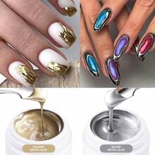XEIJAYI 2入組金屬塗裝指甲凝膠,彈性金屬塗裝膠,繪畫彩繪凹凸 Uv 凝膠雕塑設計,神奇鏡面效果,適用於美甲 Diy - 彩色 - 查看 1