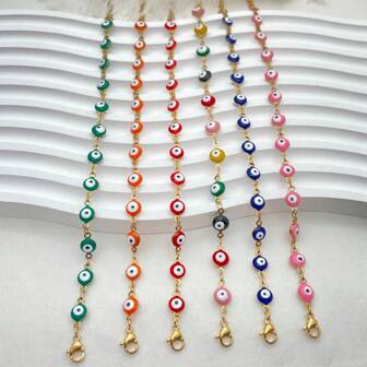 6入組流行的彩色眼睛和閃亮的鈦鋼手鍊,是日常配飾和節日送禮給朋友的完美選擇