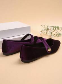 Women's Solid Color Flat Shoes, Casual Pointed Toe Slip-On Loafers, Outdoor Comfortable Shoes