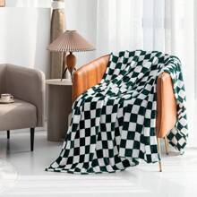 Checkered Blanket Flannel Throw Blankets Soft Cozy Checkered Grid Print Chessboard Gingham Pattern Blankets For Bed Sofa Couch For All Seasons - Green - View 2