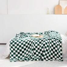 Checkered Blanket Flannel Throw Blankets Soft Cozy Checkered Grid Print Chessboard Gingham Pattern Blankets For Bed Sofa Couch For All Seasons - Green - View 4