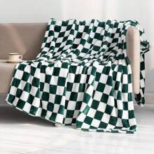 Checkered Blanket Flannel Throw Blankets Soft Cozy Checkered Grid Print Chessboard Gingham Pattern Blankets For Bed Sofa Couch For All Seasons - Green - View 1