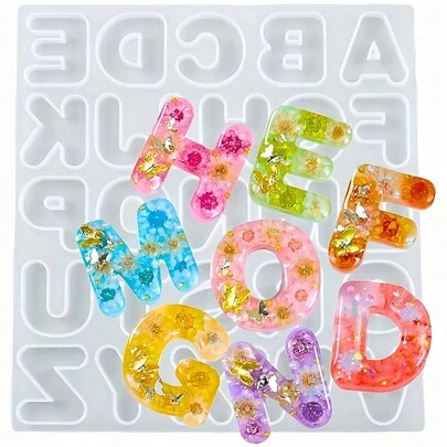 1 Khuôn nhựa chữ cái mini, Khuôn đúc chữ số bằng silicon nhỏ bằng nhựa epoxy, Thích hợp để làm móc khóa, mặt dây chuyền, bông tai, vòng cổ, trang sức tự làm, Khuôn silicon làm chữ cái