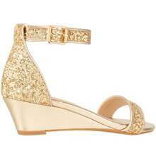 Women's Adjustable Ankle Strap Open Toe Low Wedge Sandal Comfortable Platform Heeled Sandals Summer Shoes - Vàng - Xem 3