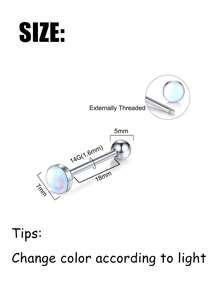 1入組閃耀漸變色14G舌環，不鏽鋼魚鱗心形舌針，男女女孩派對日常穿戴舌部穿刺珠寶首選 - 彩色 - 查看 5