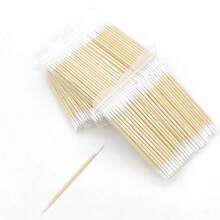 100 chiếc tăm bông 7.3cm hai đầu dùng để trang điểm, vệ sinh mỹ phẩm và chăm sóc tai, túi, hộp đựng, lưu trữ - Màu Khaki - Xem 5