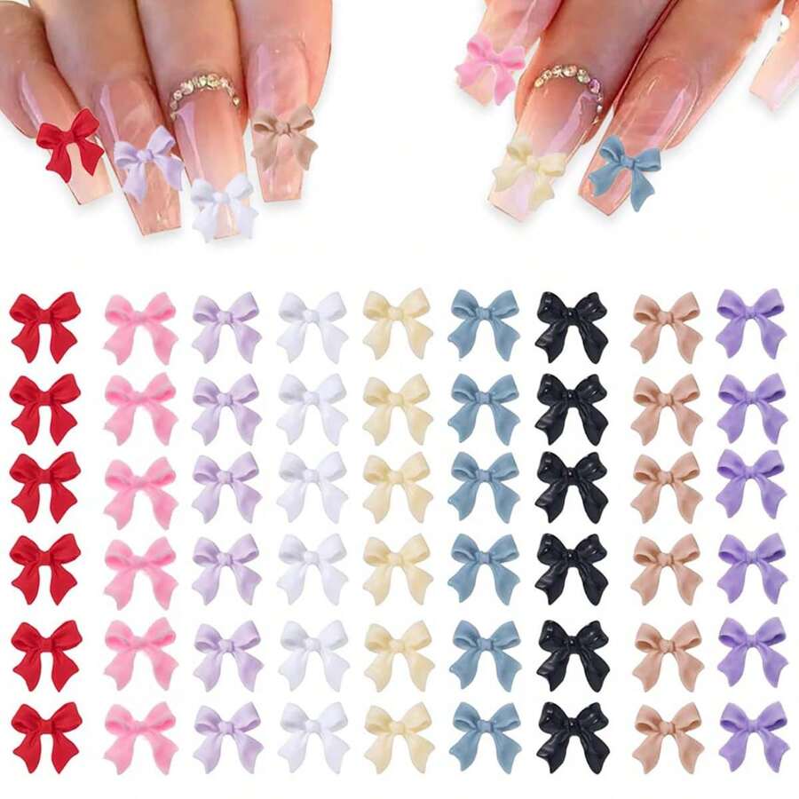 200 Pcs Bow Nail Charms Colorful 3D Bowknot Nail Art Accessories For Acrylic Nails Cute Resin Butterfly DIY Manicure Decoration Tips, Nail Art Crafts Nail Gems Nail Supplies