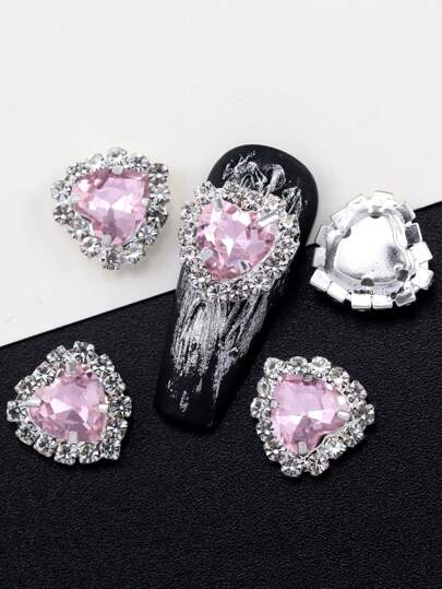 10 قطعة من الراين كريستال لتزيين الأظافر - أحجار كريمة بشكل قلب لامع، متعدد الألوان لتصميم الأظافر DIY، لوازم الأظافر، تميمة الأظافر