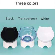 Cat Bowl, High Feeding Stand With Plastic Slanted Non-Slip Feeding Bowl For Pet Dogs And Cats - Black - View 2