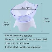 Cat Bowl, High Feeding Stand With Plastic Slanted Non-Slip Feeding Bowl For Pet Dogs And Cats - Black - View 3