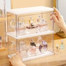 1pc Perfume Storage Box Dust-Proof Dresser Cosmetic Organizer Shelf Aromatherapy Fragrance Display Stand - Clear - View 2