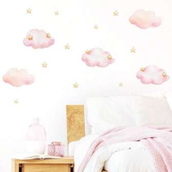 Cute Cartoon Pink Cloud Wall Sticker, Kids Room Wall Decor, Home Wall Decorationbaby Shower Family Decorations Gifts