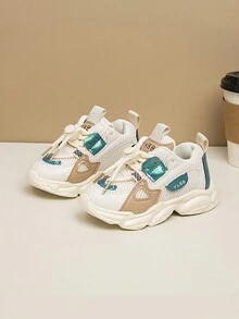 Primavera/otoño Nuevo Estilo Zapatillas De Deporte De Estilo Coreano Para Niñas, Zapatos Deportivos Casuales Para Niños Con Suela Suave, Zapatos Gruesos De Moda - Beis - Ver 2