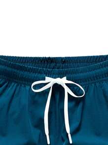 1pc Short De Course Respirant À Séchage Rapide Imprimé Pour Hommes Avec Motif Emoji - Bleu azur - Voir 3