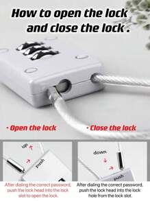 1pc Flexible Steel Wire Lock, 3-digit Combination Lock, Made Of Steel Cable And Zinc Alloy, Password Modifiable, Compact And Portable, Suitable For Anti-theft Of Electric Cars, Helmets, Bicycles, Baby Carriages, Suitcases, Backpacks And Cabinets